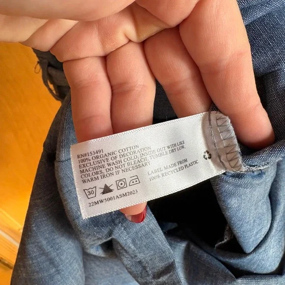 Hope & Henry Blue Organic Cotton Chambray Sleeveless Romper with Belt Size 6 - Picture 6 of 10